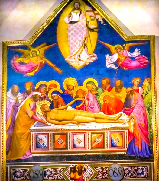 Florence Italië September 2017 Zalving Christus Kruisiging Altaar Schilderij Saint — Stockfoto