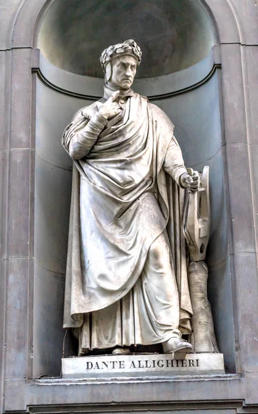 Dante Aligheri Italiaans Dichter Standbeeld Uffizi Gallery Florence Italië Standbeeld — Stockfoto
