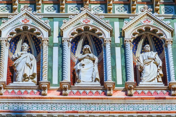 Αγάλματα Πρόσοψης Duomo Καθεδρικός Ναός Φλωρεντία Ιταλία Εκκλησία Ολοκληρώθηκε 15Ο — Φωτογραφία Αρχείου