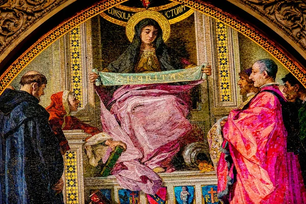 Mary Mozaïek Duomo Facade Kathedraal Kerk Florence Italië — Stockfoto