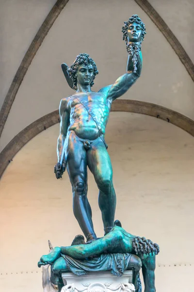 Perseus Medusa Staty Loggia Dei Lanza Piazza Della Signoria Florence — Stockfoto