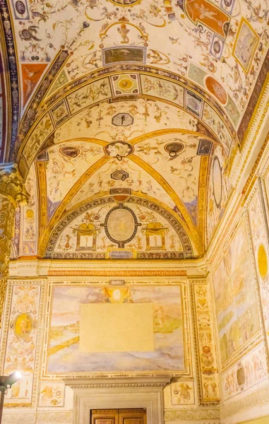 Florencja Włochy Września 2017 Korytarza Freski Palazzo Vecchio Ratusz Piazza — Zdjęcie stockowe