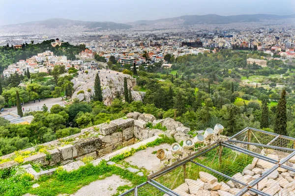 Areopag Heiliger Paul Rock Agora Akropolis Athens Griechenland Areopag Felsen — Stockfoto