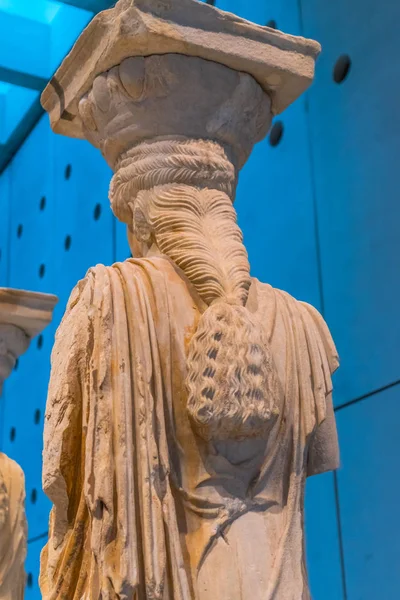 Atenas Grecia Marzo 2018 Original Caryatid Ruins Temple Erechtheion Acropolis — Foto de Stock