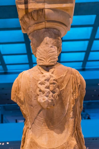 Atenas Grécia Março 2018 Original Caryatid Ruins Temple Erechtheion Acropolis — Fotografia de Stock