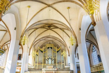 Wittenberg, Almanya - 18 Mart 2018 Organ Saint Mary'nin şehir Kilisesi Stadtkirche Lutherstadt Wittenberg Almanya. Martin Luther'ın Kilisesi. 1900'lerin restore 1187 yılında kurulan.