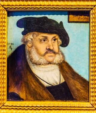 Wittenberg, Almanya - 18 Mart 2018 Frederick bilge Potrait 1500'lerden resim Cranach Yaşlı Martin Luther House Lutherstadt Wittenberg Almanya