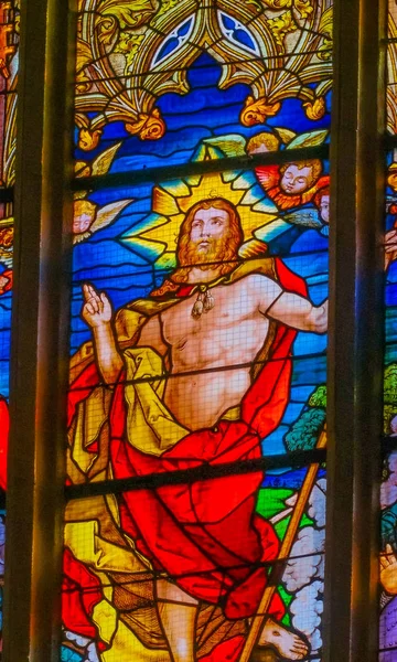 Wittenberg Alemanha Março 2018 Ressuscitado Jesus Cristo Resurretion Stained Glass — Fotografia de Stock