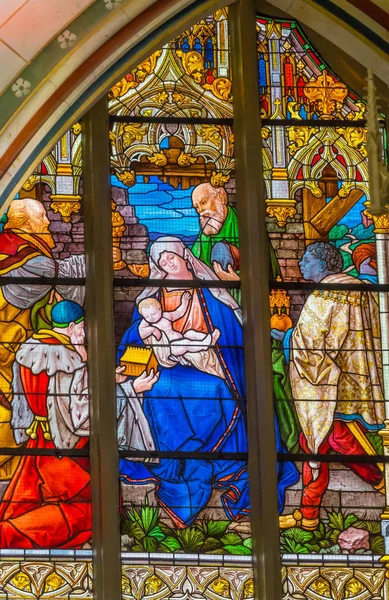 Wittenberg Alemanha Março 2018 Mary Nativity Wise Men Stained Glass — Fotografia de Stock