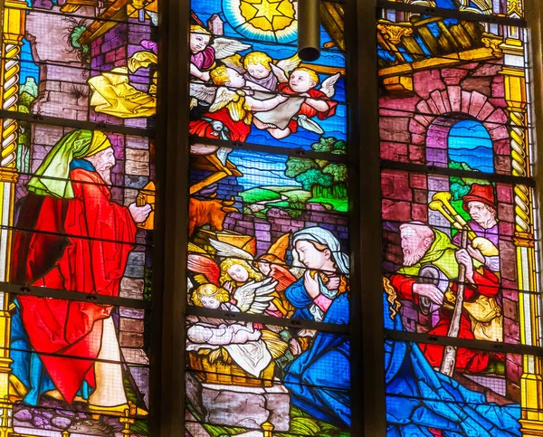 Wittenberg Saksa Maaliskuuta 2018 Mary Nativity Wise Men Stained Glass — kuvapankkivalokuva