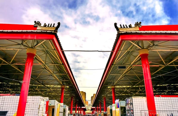 Stalls Panjuan Flea Openair Market Beijing China Panjuan Flea Curio — Stock Photo, Image