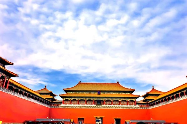 Meridian Gate Gugong Forbidden City Palace Wall Beijing China Palacio —  Fotos de Stock
