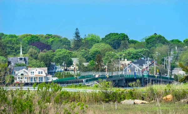 Padnaram Bykyrkan Harbor Bridge Steeple Buzzards Bay Dartmouth Masschusetts — Stockfoto