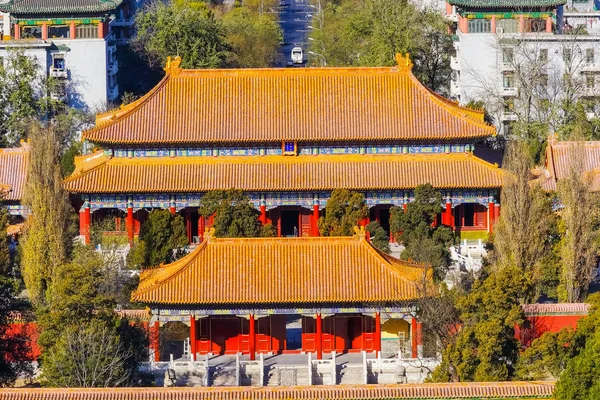 Många Röda Orange Paviljonger Jingshanparken Tittar Northbeijing Kina Del Den — Stockfoto