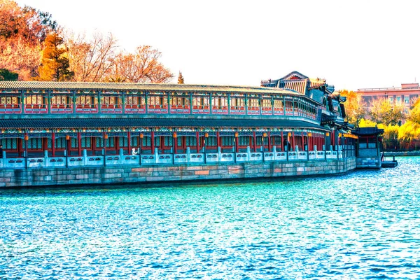 Ancien Corridor Jade Flower Island Beihai Lake Park Beijing Chine — Photo