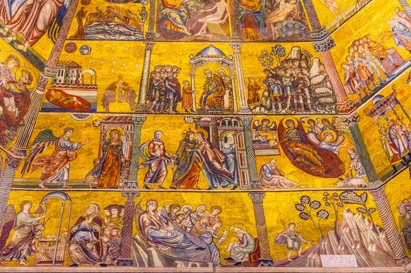 Florence Italy September 2017 Virgin Mary Biblical Stories Mosaic Dome — Stock Photo, Image