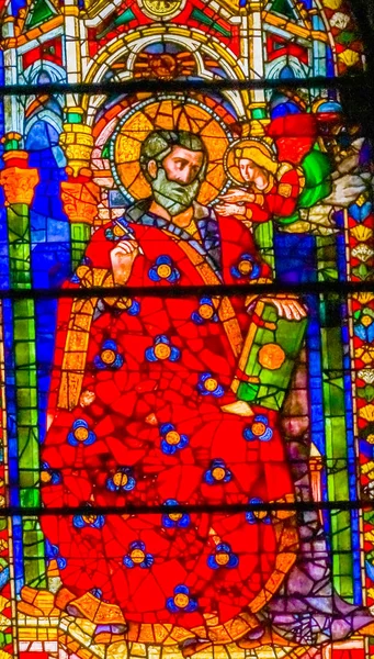 Florencja Włochy Września 2017 Saint Matthew Stained Glass Window 1400S — Zdjęcie stockowe