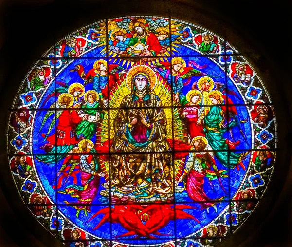 Florencia Italia Septiembre 2017 Ventana Rosas Virgen María Ángeles Por —  Fotos de Stock