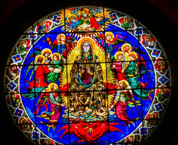 佛罗伦萨 意大利 2017年9月25日玫瑰窗圣母玛利亚天使由洛伦佐洛伦佐 吉贝尔蒂1405彩色玻璃大教堂教堂佛罗伦萨意大利 — 图库照片