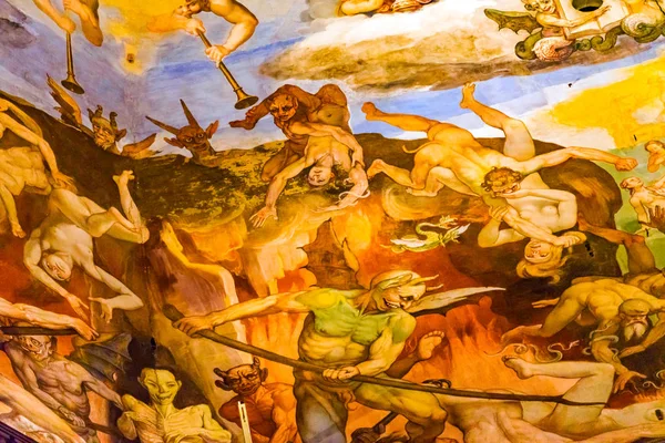 Φλωρεντία Ιταλία Σεπτεμβρίου 2017 Διάβολοι Τελευταία Απόφαση Τζόρτζιο Βαζάρι Τοιχογραφία — Φωτογραφία Αρχείου