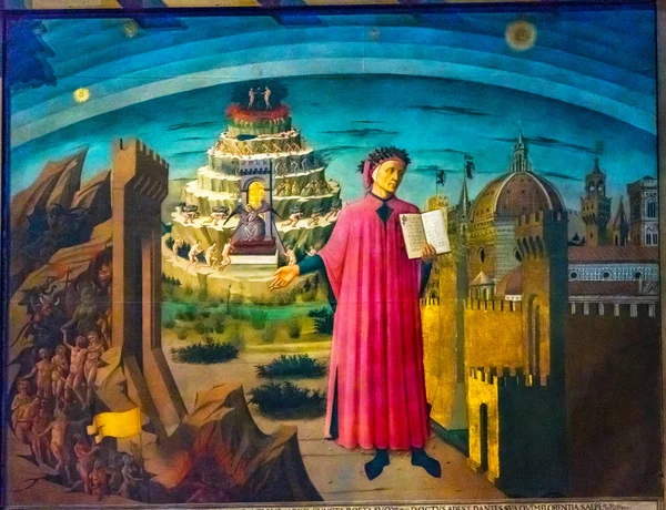 Florencia Italia Septiembre 2017 Domenico Michelino Dante Divine Comedy Painting —  Fotos de Stock