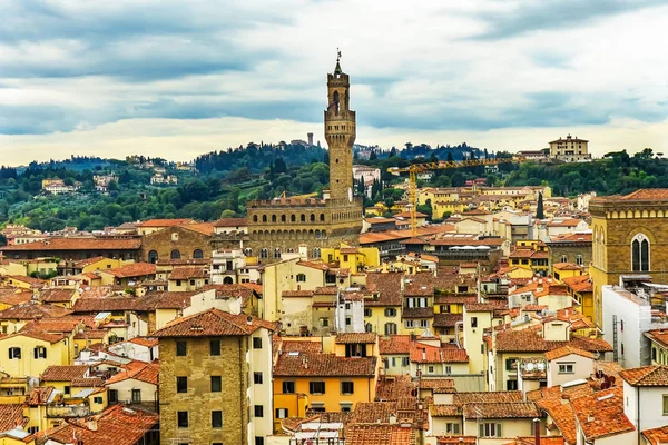 Techos Naranjas Palazzo Vecchio Ayuntamiento Tower Hills Piazza Signoria Florencia —  Fotos de Stock