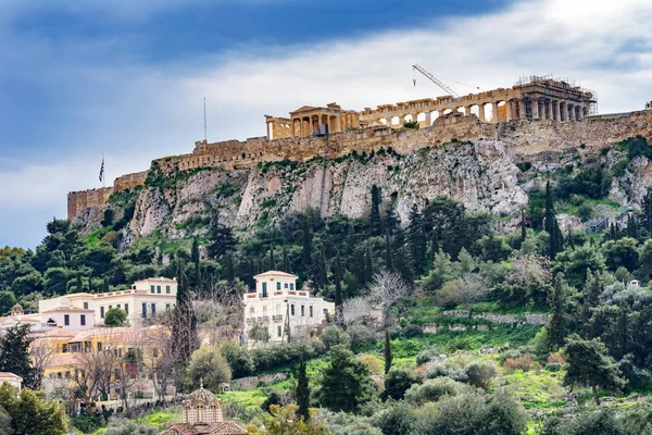 Ágora Antigua Plaza Del Mercado Campos Partenón Acrópolis Atenas Grecia — Foto de Stock