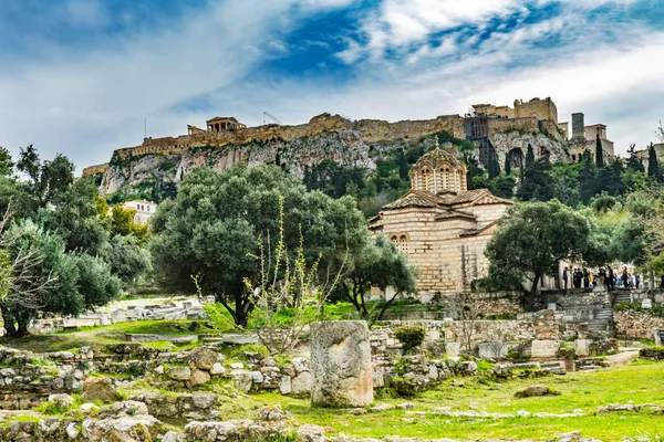 Antik Agora Pazar Yeri Bizans Kilisesi Kutsal Havariler Solaki Tapınağı — Stok fotoğraf