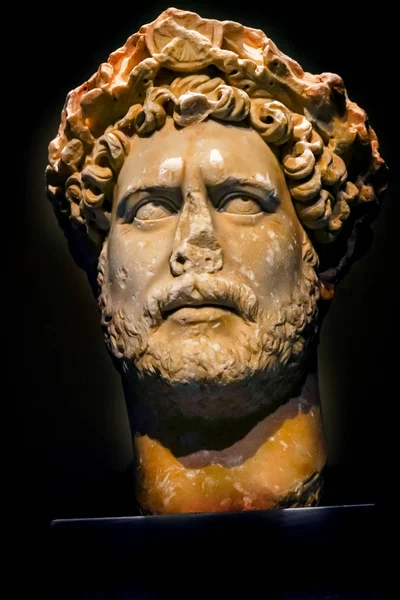 Athens Greece March 2018 Emperor Hadrian Portrait Bust Statue National — Stock Photo, Image