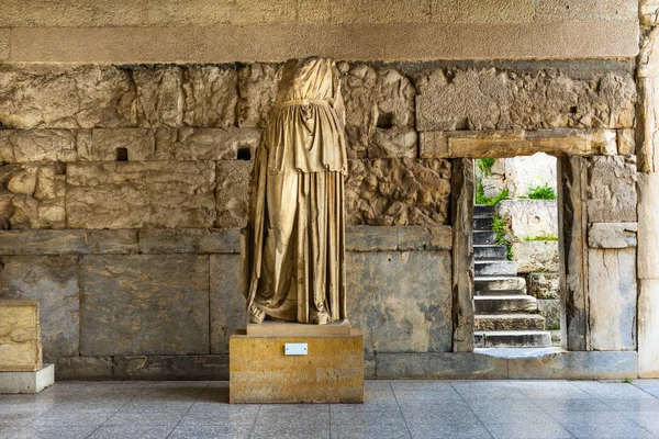 Athènes Grèce Mars 2018 Ancienne Statue Féminine Stoa Attalos Agora — Photo
