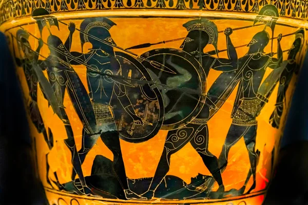 Афіни Греція Березня 2018 Стародавніх Грецьких Фаланги Троянської Війни Витягнення — стокове фото