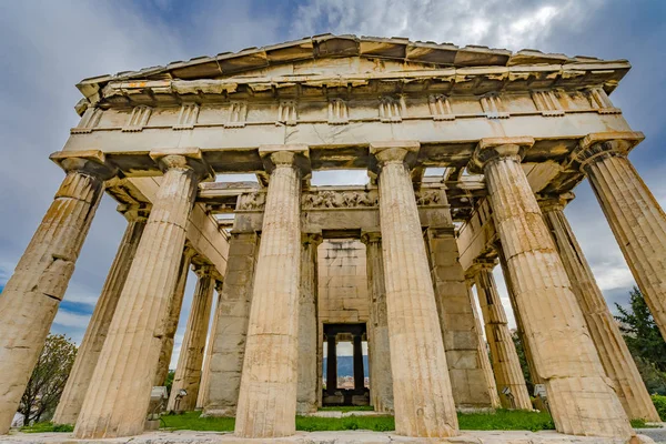 Starożytna Świątynia Hephaestus Kolumny Agora Rynek Ateny Grecja Agora Założona — Zdjęcie stockowe