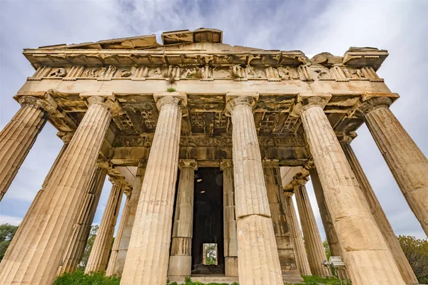 Starożytna Świątynia Hephaestus Kolumny Agora Rynek Ateny Grecja Agora Założona — Zdjęcie stockowe