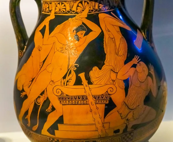 Atenas Grécia Março 2018 Ancient Greek Hercules Killing King Pottery — Fotografia de Stock