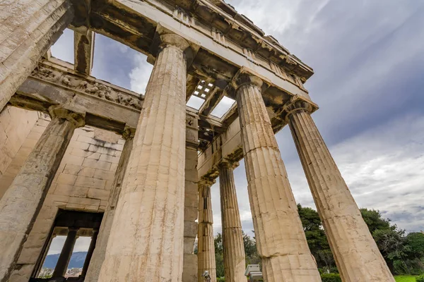 Antiguo Templo Hefesto Columnas Agora Market Place Atenas Grecia Ágora —  Fotos de Stock