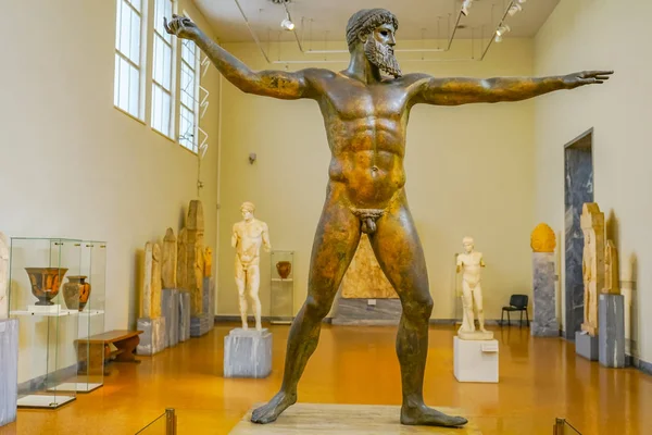 Atene Grecia Marzo 2018 Artemision Bronzo Poseiden Zeus Statua Dio — Foto Stock