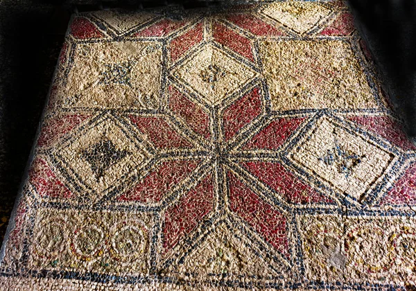 Ancient Mosaic Floor Design Stoa Attalos Agora Market Place Greece. Agora founded 6th Century BC. Stoa built in 150 BC, rebuilt early 1950s