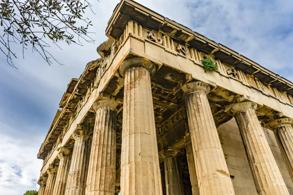 Antik Hephaestus Tapınağı Sütunları Agora Pazar Yeri Atina Yunanistan Agora — Stok fotoğraf