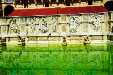 Yeşil su heykeller Piazza del Campo Toskana Siena İtalya Çeşme