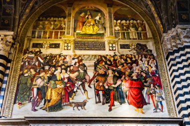 Papa Pius II hayat Kardinal Piccolomini açık havada resim NEF katedral kilise Siena İtalya. 1500'lerden 1492 Kilisesi Pinturicchio tarafından boyama