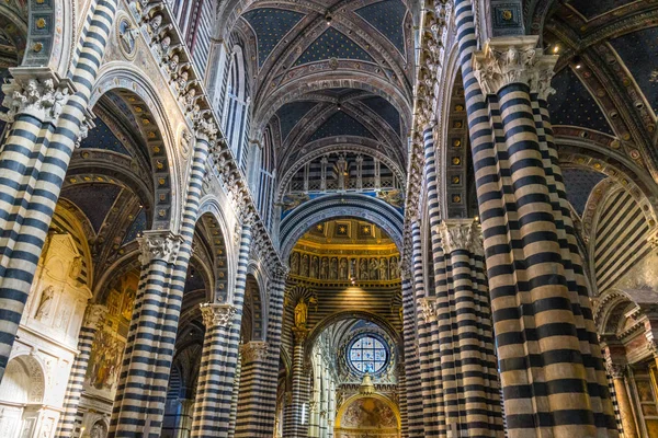 Siena Italia Septiembre 2017 Basilica Arches Nave Rose Window Stained — Foto de Stock