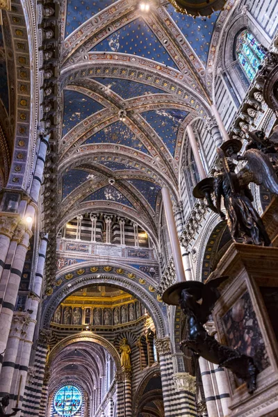 Bazilika Kemerler Nef Gül Pencere Cam Katedral Kilise Siena Talya — Stok fotoğraf