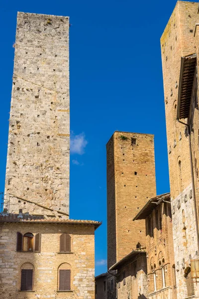San Gimignano Toskana Talya Ortaçağ Taş Kuleleri — Stok fotoğraf