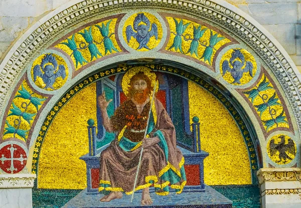 John Baptist Mosaic Facade Cathedral Virgin Mary Piazza Del Miracoli — Stock Photo, Image
