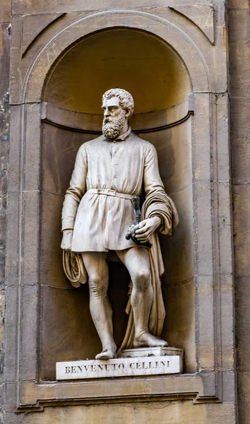 Benvenuto Cellini Statuia Galeria Uffizi Florența Toscana Italia Statuia Lui — Fotografie, imagine de stoc