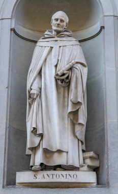 Aziz Antonio Anthony Padua heykeli Ünlü Floransalı Uffizi Galerisi Floransa İtalya. Anthony Saint Francis yakın takipçisi. 1840 yılında Giovanni Dupre tarafından heykel. 