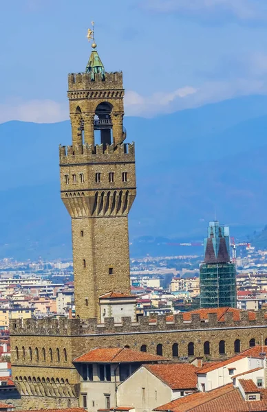 Orange Roofs Palazzo Vecchio City Hall Tower Hills Piazza Signoria — Stock Photo, Image