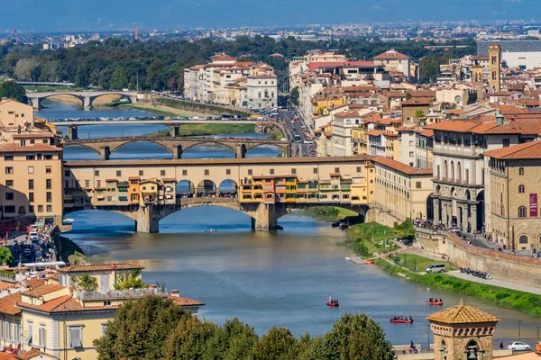 Ponte Vecchio Bridge Reflections Arno River Florence Tuscany Italy Bridge — Stock Photo, Image