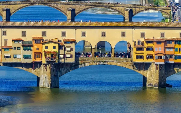 Ponte Vecchio Reflexões Rio Arno Florença Toscana Itália Ponte Originalmente — Fotografia de Stock