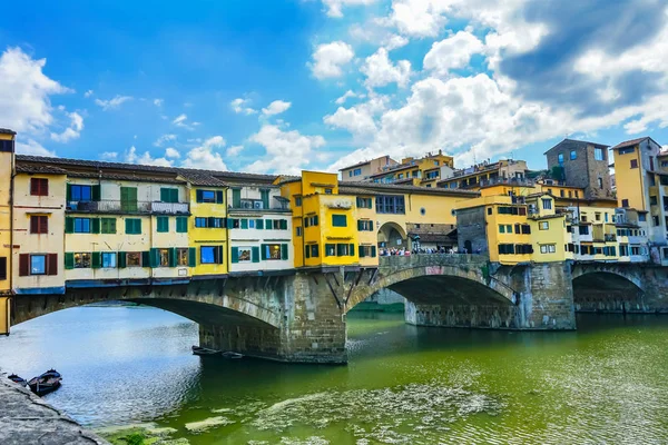 Ponte Vecchio Most Refleksje Rzeka Arno Florencji Toskania Włochy Most — Zdjęcie stockowe